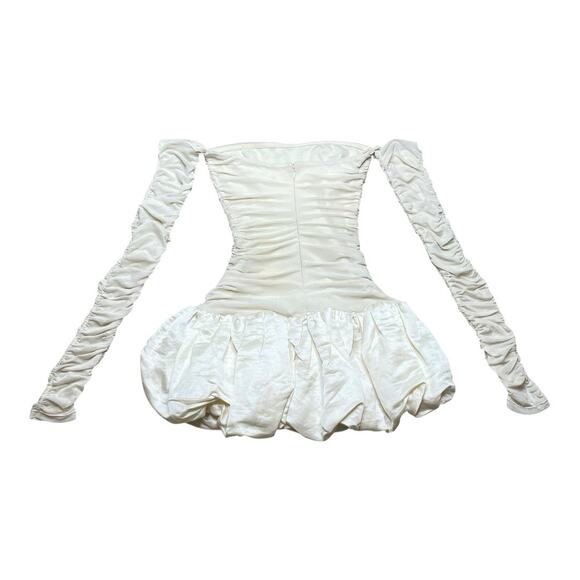 Hansen & Gretel NWT Taglioni Bubble Hem Ruched Mini Dress Pearl Free People - Picture 5 of 7